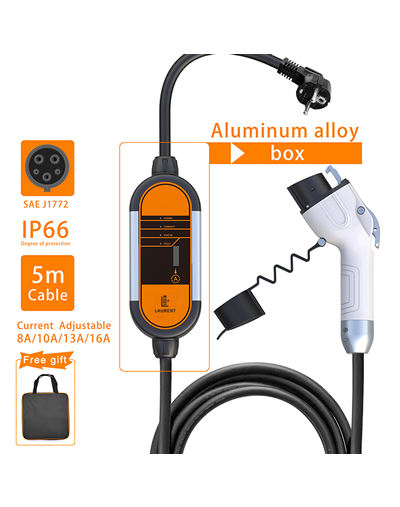 EV Portable Charger 16A 3.5KW Type1 j1772 Adapter Charging Cable 5m with Schuko Plug EVSE Wallbox for Electric Car